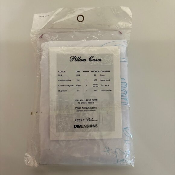 Dimensions Pillowcases Stamped Embroidery Set of 2 Believe In Your Dreams NEW - Picture 4 of 6